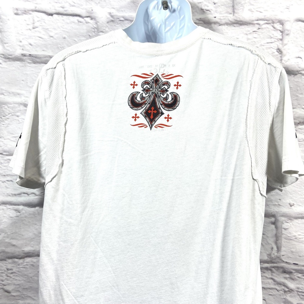 Affliction T-Shirt Men's Large White Live Fast Graphic Short Sleeves Y2K - Picture 5 of 11